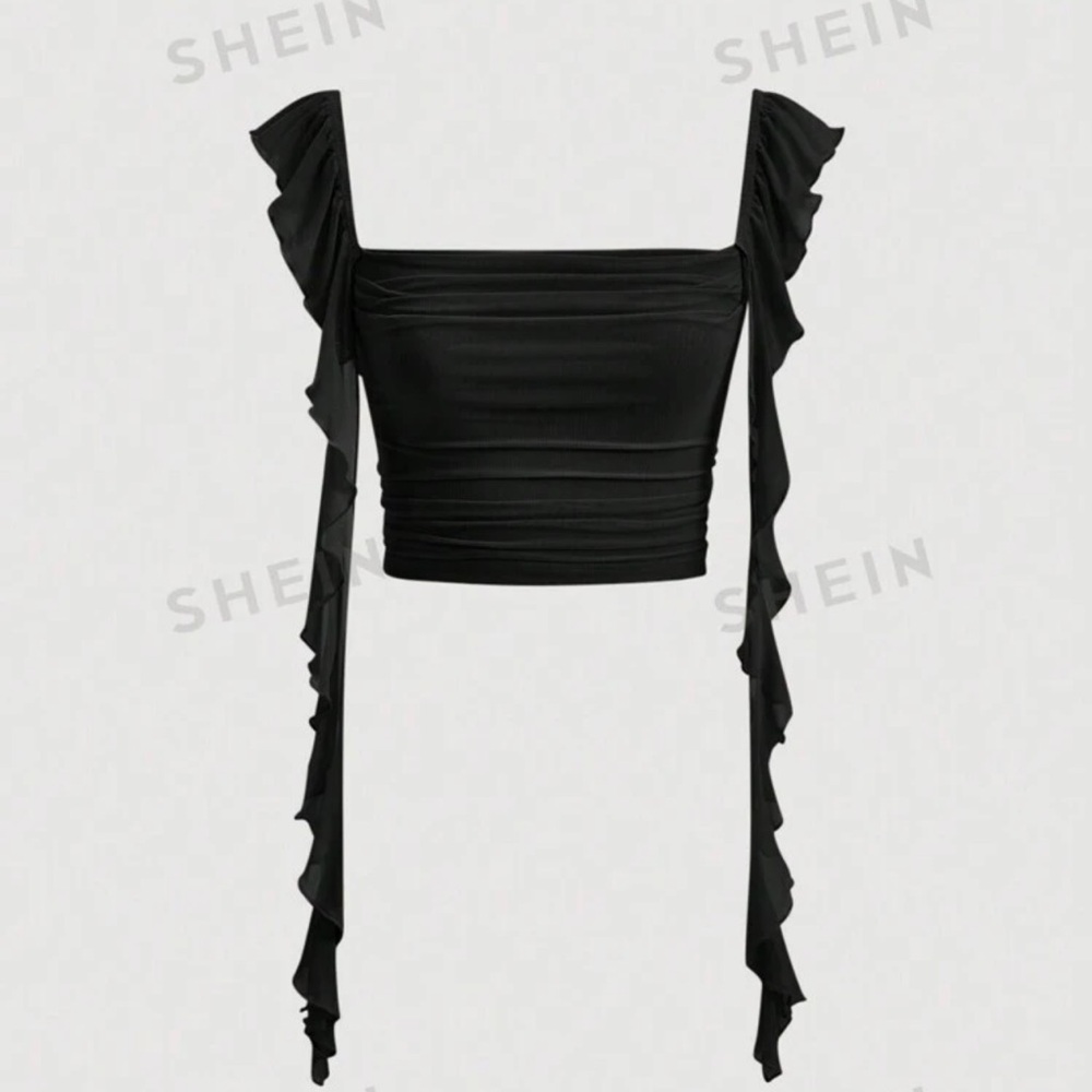 SHEIN women’s lace trim pleated top